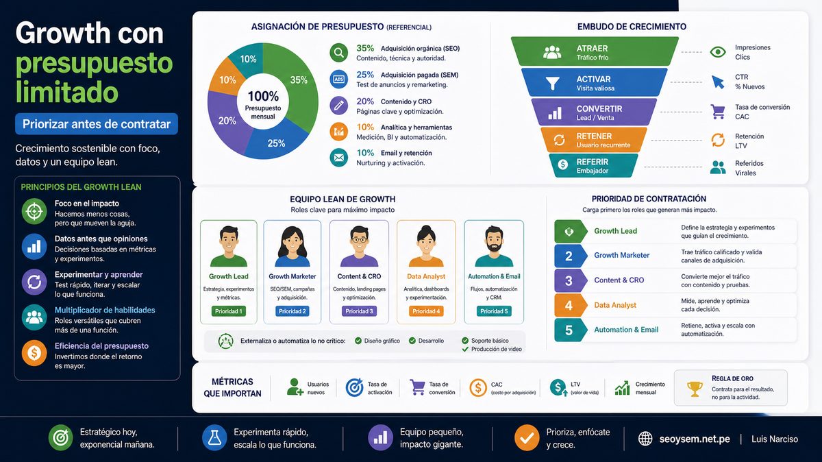 Imagen editorial para Equipo de growth con presupuesto limitado: que priorizar primero